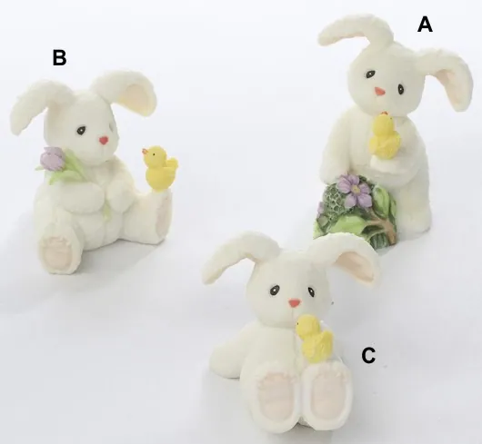 Miniatures Bunny Rabbit and Chick, 45mm -65mm High x 30mm - 40mm Wide (4.5 -6.5cm High x 3-4cm Wide) (RAB09-2)