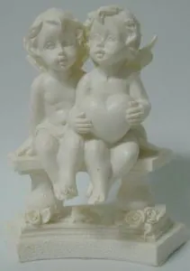 Miniatures -Cherubs on Bench W/Heart C, 80mm High x 60mm Wide (8cm High x 6cm Wide) (CHERBENC)