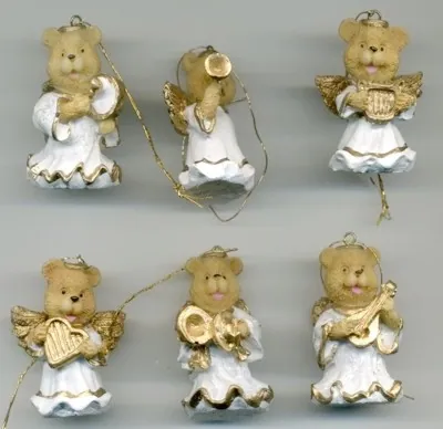 Miniatures - Hanging Angel Bears 6pkt, 40-45mm High (CM56)