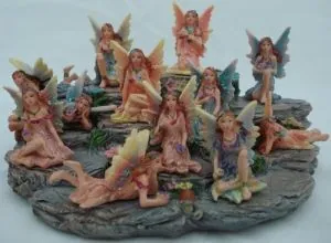 Miniatures- Mini Fairies W/Display Rock, Fairies 30mm High (30cm High) (FAIDISX2)
