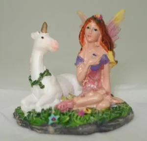 Miniatures - Mini Fairy On Unicorn A, 40mm High (4cm High) (FAIUNIA)