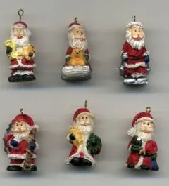 Miniatures - Mini Hanging Santas Set 6, 25mm High (CM54)