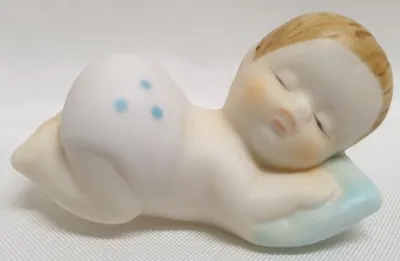 Miniatures - Porcelain Baby Boy Sleeping, 40mm Length (BAB19)