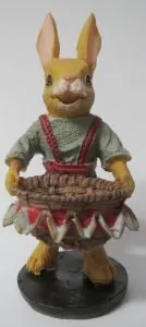 Miniatures Rabbit w/Basket 3 1/4" inches, 88mm High (8.8cm High) (RAB12)