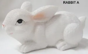 Miniatures Rabbit White A (Life Like), 65mm High (6.5cm High) approximately 100mm (10cm Long) (RAB13A)