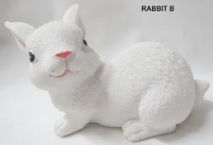 Miniatures Rabbit White B (Life Like), 65mm High (6.5cm High) approximately 100mm (10cm Long) (RAB13B)