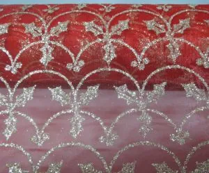 Organza Glitter Christmas Red, Approximately 48cm Wide (480mm) (ORGCHR)