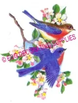 Paper Print Birds on Branch, 80mm High x 65mm Wide (NP51)