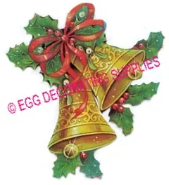 Paper Print Flower Christmas Bells, 95mm High x 95mm Wide (NP16)