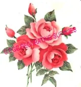 Paper Print Pink Rose Bunch, 70mm High x 65mm Wide (NP35)