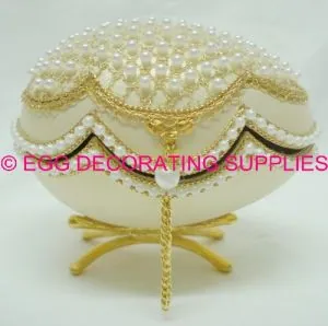 Pearl Beaded Jewellery Box: decorated goose egg design