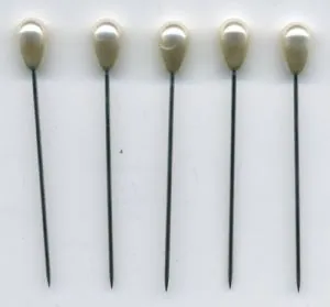 Pearl Head Pin Tear Drop 5pkt, 37mm Long (3.7cm) (HP09)