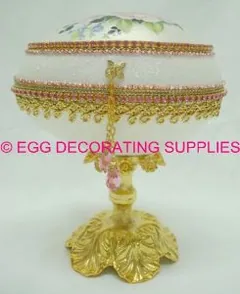 Pink Satin Rose Jewel Box: decorated goose egg design