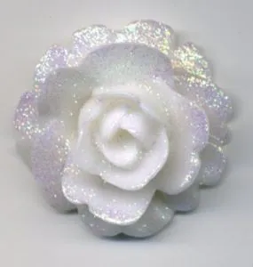 Plastic/Resin Flower White Rose, 25mm Wide (PRF1)