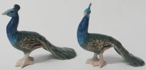Porcelain Mini Peacock Set 2, 40mm High (MPOR23)