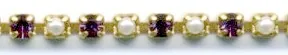 Rhinestone Chain Amethyst & Pearl, 7ss stone ( 3mm across same as Rhinestone Flatbacks) (RC88)