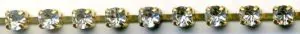 Rhinestone Chain Crystal/Gold, 3mm Stone (RSC7)