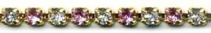 Rhinestone Chain Light Rose & Crystal, 7ss Stone (3mm across same as Rhinestone Flatbacks) (RC89)