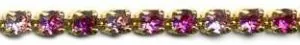 Rhinestone Chain Light Rose/Rose/Fuchsia, 7ss Stone (3mm across same as Rhinestone Flatbacks) (RC97)