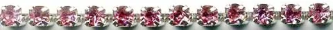 Rhinestone Chain Light Rose/Silver, 2mm Stone (RSC14)