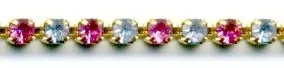 Rhinestone Chain Light Sapphire & Rose, 7ss stone (3mm across same as Rhinestone Flatbacks) (RC90)