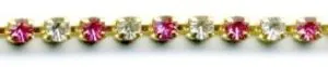 Rhinestone Chain Rose/Crystal, 7ss Stone (3mm across same as Rhinestone Flatbacks) (RC93)
