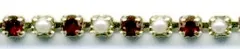 Rhinestone Chain Siam & Pearl, 7ss stone ( 3mm across same as Rhinestone Flatbacks) (RC87)