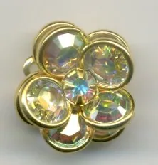 Rhinestone Flower Finial CAB, 10mm High x 15mm Wide (RJF4005)