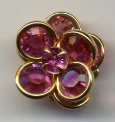 Rhinestone Flower Finial Rose, 10mm High x 15mm Wide (RJF4002)