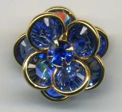 Rhinestone Flower Finial Sapphire, 10mm High x 15mm Wide (RJF4003)