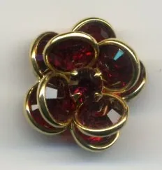 Rhinestone Flower Finial Siam, 10mm High x 15mm Wide (RJF4004)