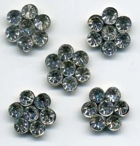 Rhinestone Flowers 13mm 5pkt, 13mm flower (RJF4007)