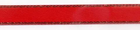Ribbon Satin Red with Gold Edge, 10mm Wide (RIB23)