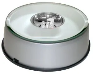 Rotating Display Base W/Clear Lights, 4 - 4 1/4" Diameter x 1- 1 7/8" High (LB07)