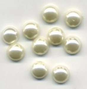 Round Half Pearls Flatback Cream 6mm, 6mm Packet of 10 (PRL109C)