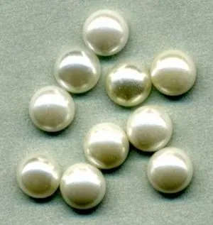Round Half Pearls Flatback White 6mm, 6mm Packet of 10 (PRL109)