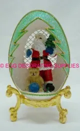 Santa & His Teddy: decorated goose egg design