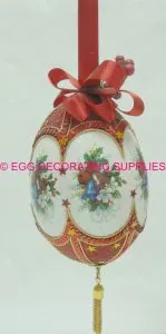 Scalloped Hanging Christmas Egg Kit B: decorated goose egg design
