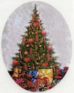 Silk Print Emu Christmas Tree, 80mm x 60mm (SPE189)