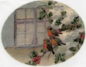 Silk Print Emu Three Birds on Branch, 80mm x 60mm (SPE034)