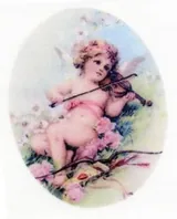 Silk Print Goose Cherub Violin, 59mm x 45mm (SPG025)