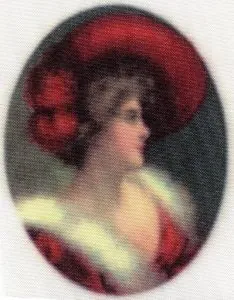 Silk Print Goose Lady in Red, 59mm x 40mm (SPG014)