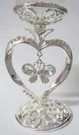 Stand Metal Silver Crystal Butterfly, 110mm (11cm) Height x 70mm (7.0cm) Width (SE45SV)
