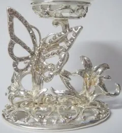 Stand Metal Silver Crystal Butterfly, 65mm (6.5cm) Height x 70mm (7.0cm) Width (SE46SV)