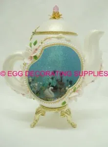 Swan Lake Coffee Pot: decorated goose egg design