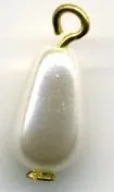 Tear Drop Pearl W/Loop White 6mm x 11mm, 6mm x 11mm (PRL117)